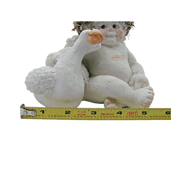 Vintage Handcrafted Cherub Angel and Goose Duck Figurine Cast Art By Kristin '91 - Picture 11 of 13